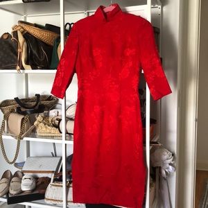 Vintage Cheongsam Silk Chinese Tea Ceremony Dress